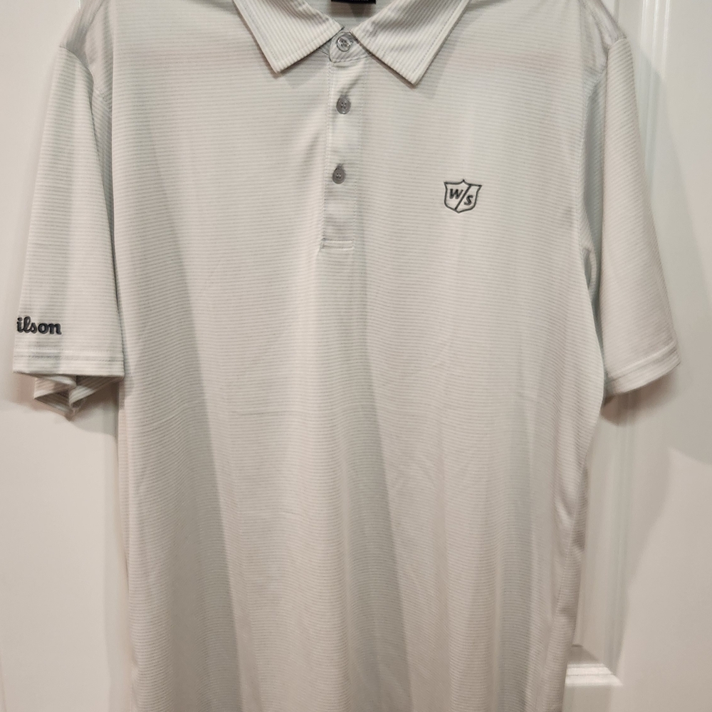 Wilson Staff Gray And White Striped Golf Polo Mens Large